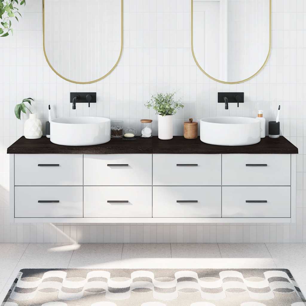 Piano Bagno Marrone Scuro 200x50x(2-4)cm Legno Trattato 3156269