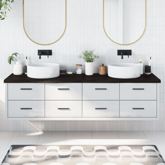 Piano Bagno Marrone Scuro 200x60x(2-4)cm Legno Trattatocod mxl 95876