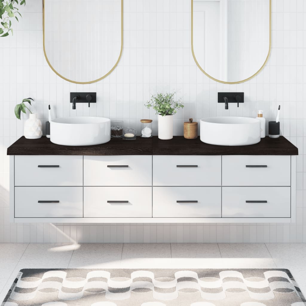 Piano Bagno Marrone Scuro 200x60x(2-6)cm Legno Trattatocod mxl 71870