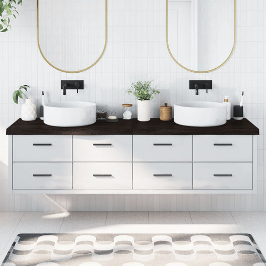 Piano Bagno Marrone Scuro 200x60x(2-6)cm Legno Trattato 3156272