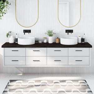 Piano Bagno Marrone Scuro 220x60x(2-6) cm Legno Trattato