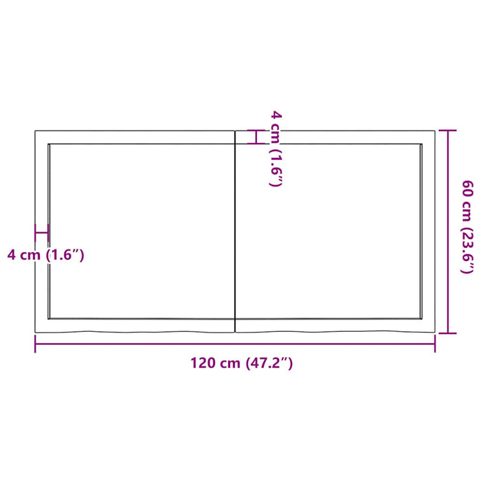 Piano per Tavolo 120x60x(2-6)cm in Rovere Massello Non Trattato 3156313