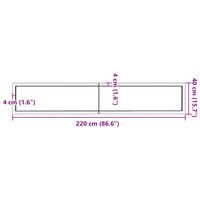 Piano Tavolo Marrone 220x40x(2-6) cm Massello Rovere Trattato 3156402