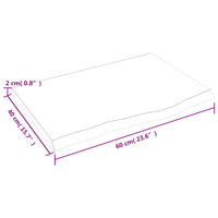Piano Tavolo Marrone Scuro 60x40x2cm Rovere Massello Trattato