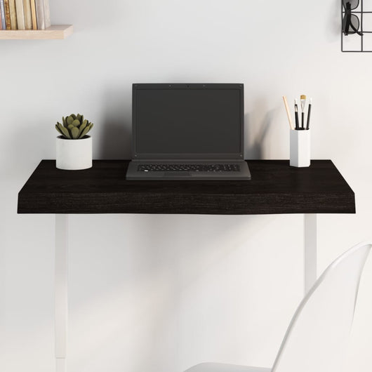 Piano Tavolo Marrone 80x50x(2-6) cm Rovere Massello Trattato 3156421