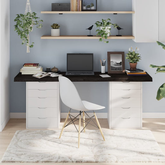 Piano Tavolo Marrone 180x40x(2-6) cm Rovere Massello Trattatocod mxl 96861