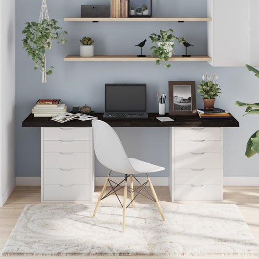 Piano Tavolo Marrone 180x50x(2-4) cm Rovere Massello Trattatocod mxl 120785