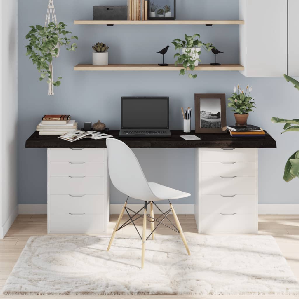 Piano Tavolo Marrone 180x60x(2-6) cm Rovere Massello Trattato