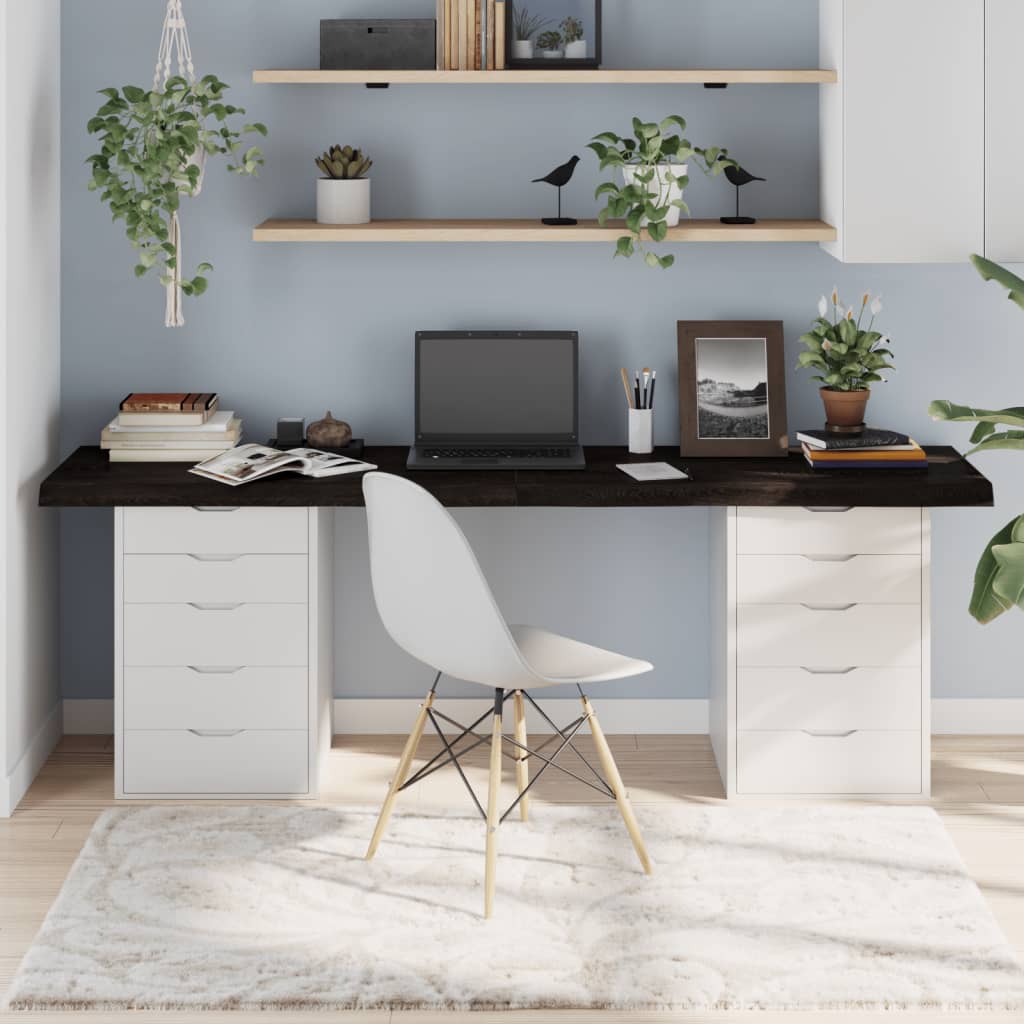 Piano Tavolo Marrone 200x40x(2-6) cm Rovere Massello Trattatocod mxl 72867