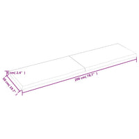 Piano Tavolo Marrone 200x50x(2-6) cm Rovere Massello Trattato 3156461