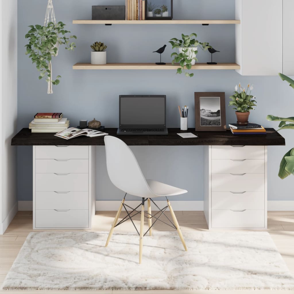 Piano Tavolo Marrone 200x50x(2-6) cm Rovere Massello Trattatocod mxl 120786