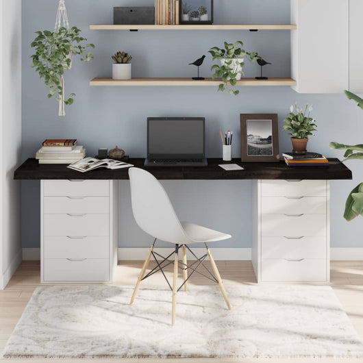 Piano Tavolo Marrone 200x60x(2-6) cm Rovere Massello Trattatocod mxl 120788