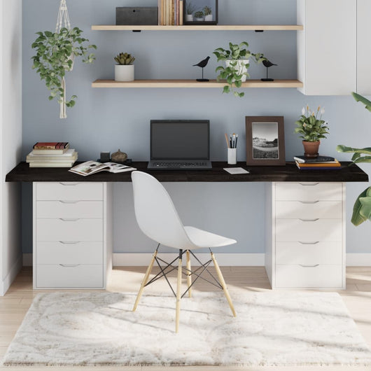 Piano Tavolo Marrone 220x60x(2-4) cm Rovere Massello Trattatocod mxl 120787