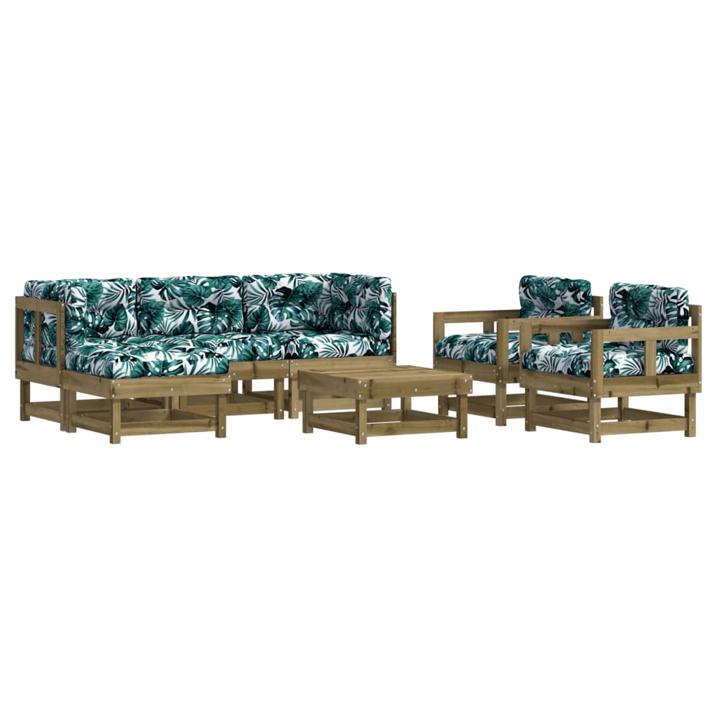 Set Divani da Giardino 7pz con Cuscini Legno Impregnato di Pino 3185814