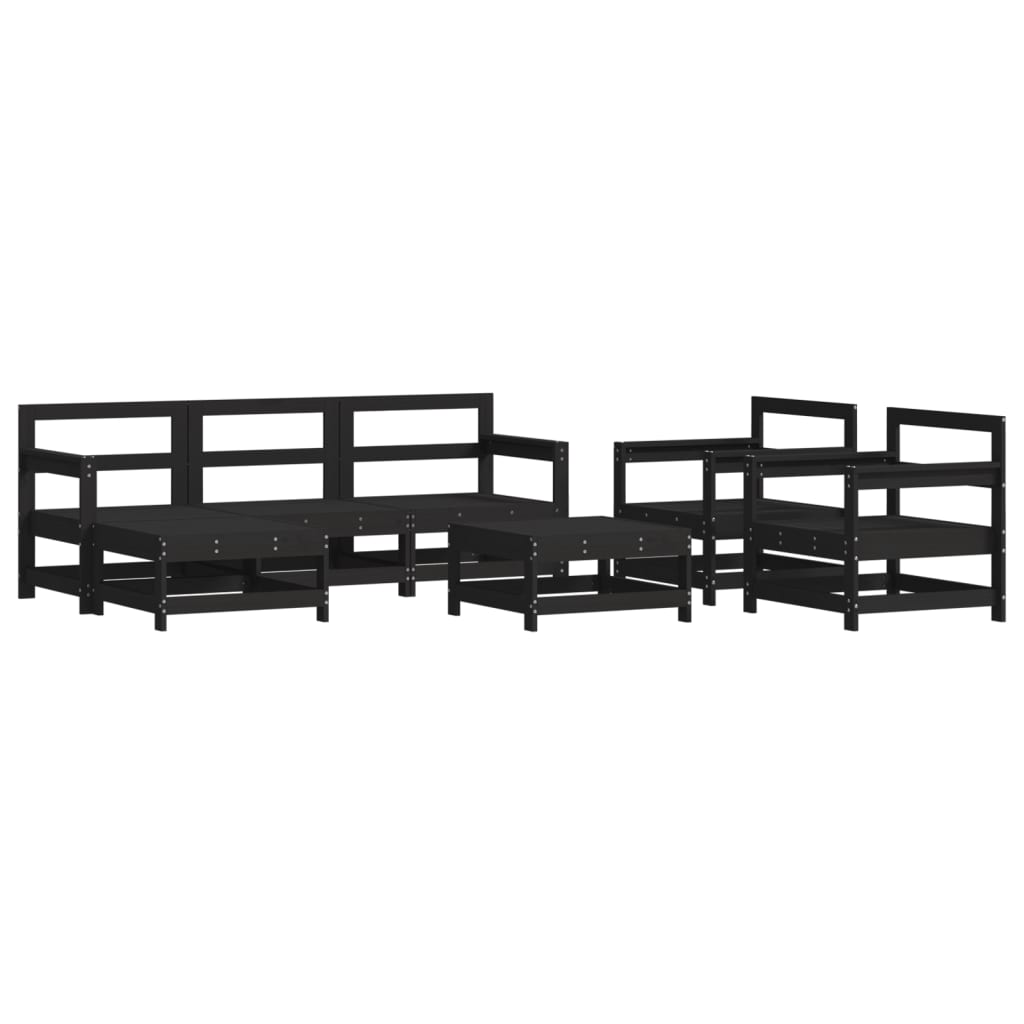 Set Divani da Giardino 7 pz con Cuscini in Legno Massello Nerocod mxl 128162