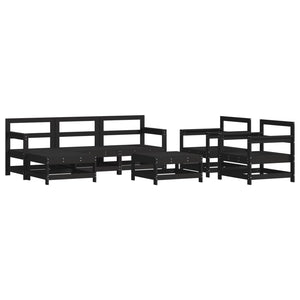 Set Divani da Giardino 7 pz con Cuscini in Legno Massello Nerocod mxl 128162