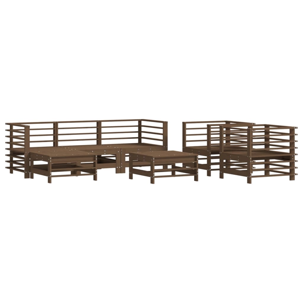 Set Divani da Giardino 7 pz con Cuscini in Legno Massello ambra 3185839