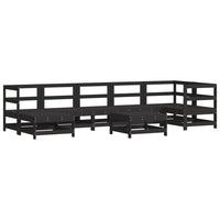 Set Divani da Giardino 8 pz con Cuscini in Legno Massello Nero 3185854