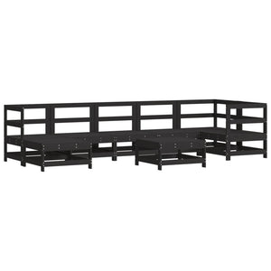 Set Divani da Giardino 8 pz con Cuscini in Legno Massello Nero 3185854