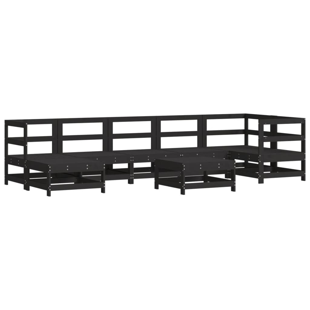 Set Divani da Giardino 8 pz con Cuscini in Legno Massello Nero 3185854