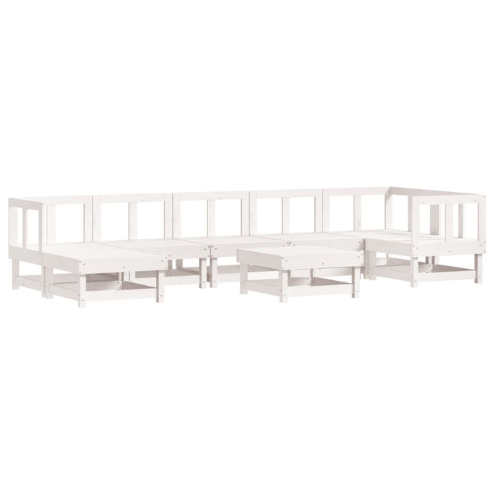 Set Divani da Giardino 8pz con Cuscini in Legno Massello Bianco 3185865