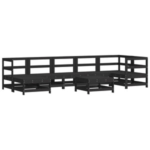 Set Divani da Giardino 8 pz con Cuscini in Legno Massello Nero 3185875