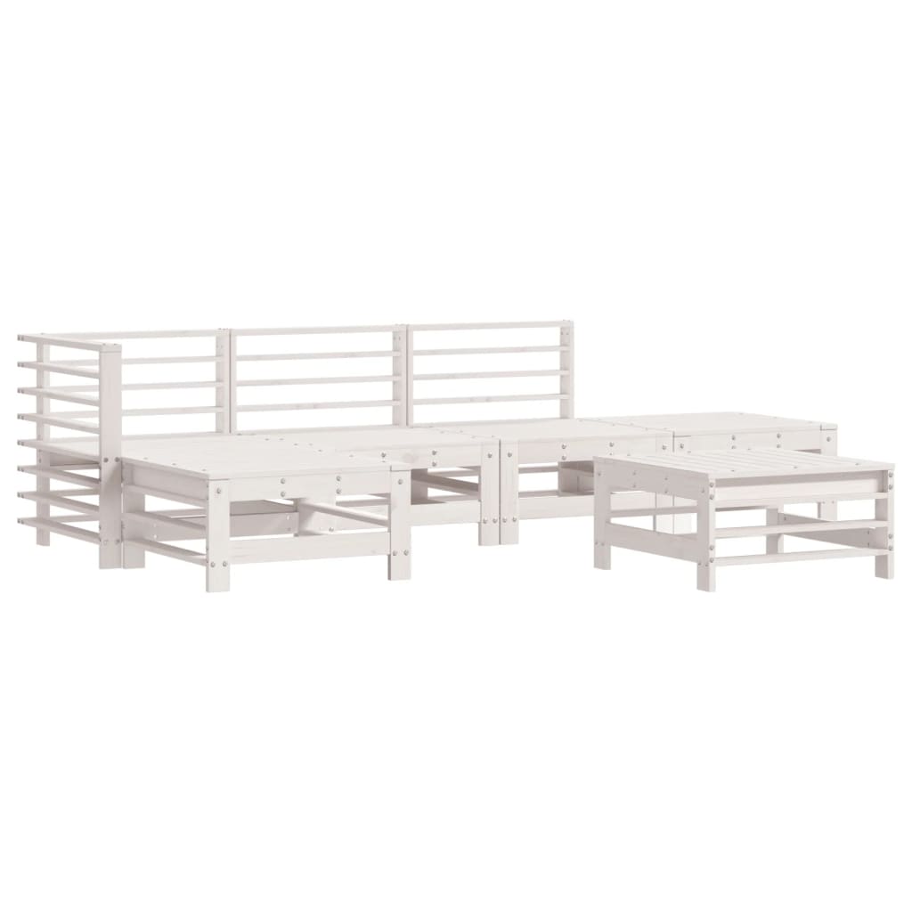 Set Divani da Giardino 6pz con Cuscini in Legno Massello Bianco 3185914