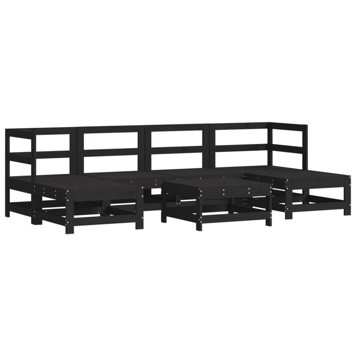 Set Divani da Giardino 7 pz con Cuscini in Legno Massello Nero 3185931