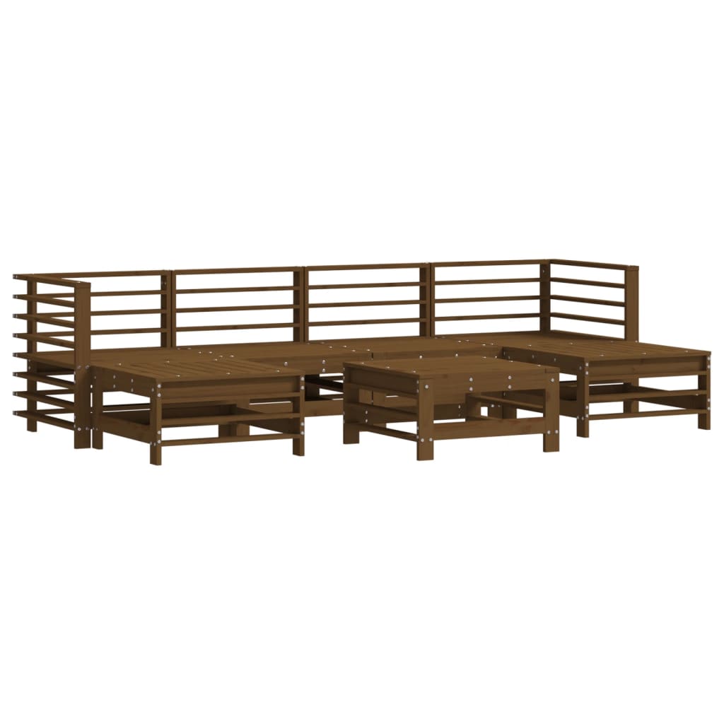 Set Divani da Giardino 7 pz con Cuscini in Legno Massello ambra 3185951