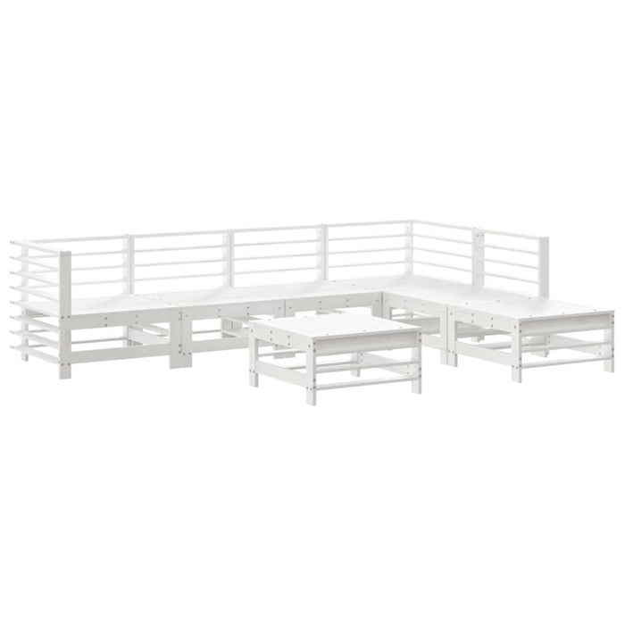 Set Divani da Giardino 7pz con Cuscini in Legno Massello Bianco 3185977