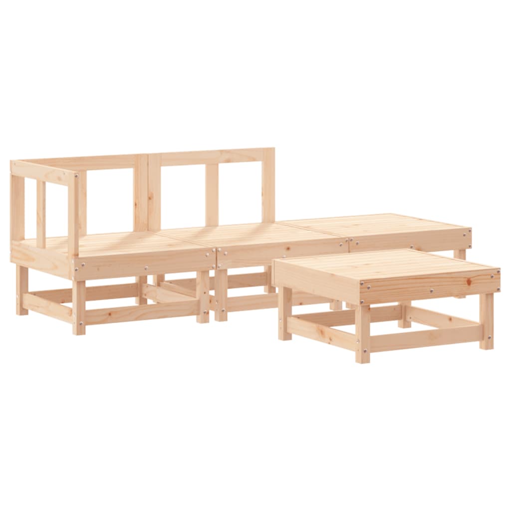 Set Divani da Giardino 4 pz con Cuscini in Legno Massello 3186011
