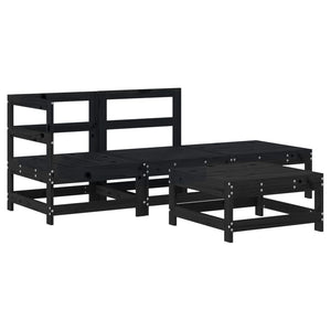 Set Divani da Giardino 4 pz con Cuscini in Legno Massello Nero 3186029