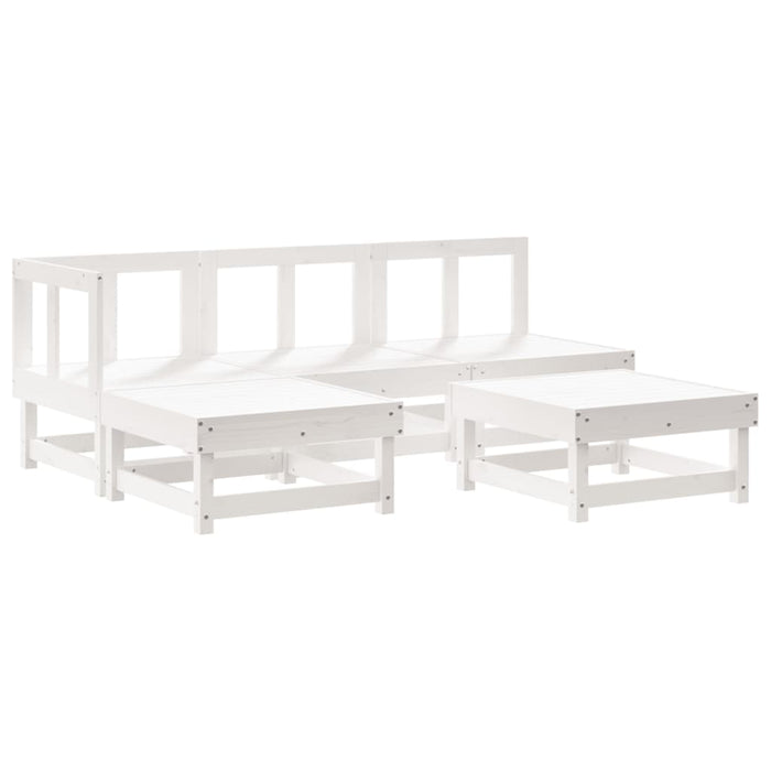 Set Divani da Giardino 5pz con Cuscini in Legno Massello Bianco 3186040