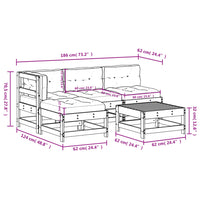 Set Divani da Giardino 5pz con Cuscini Legno Impregnato di Pino 3186052