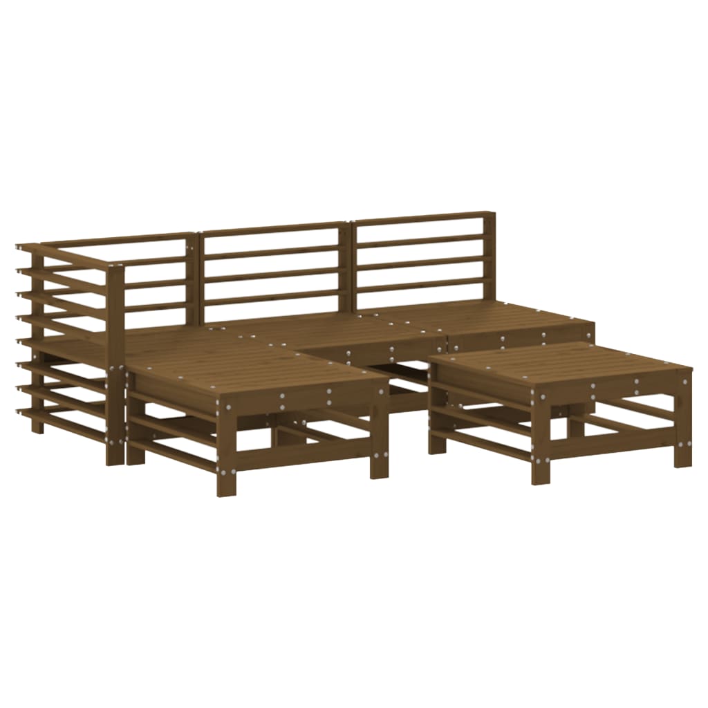 Set Divani da Giardino 5 pz con Cuscini in Legno Massello ambra 3186070