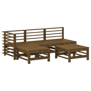 Set Divani da Giardino 5 pz con Cuscini in Legno Massello ambra 3186070
