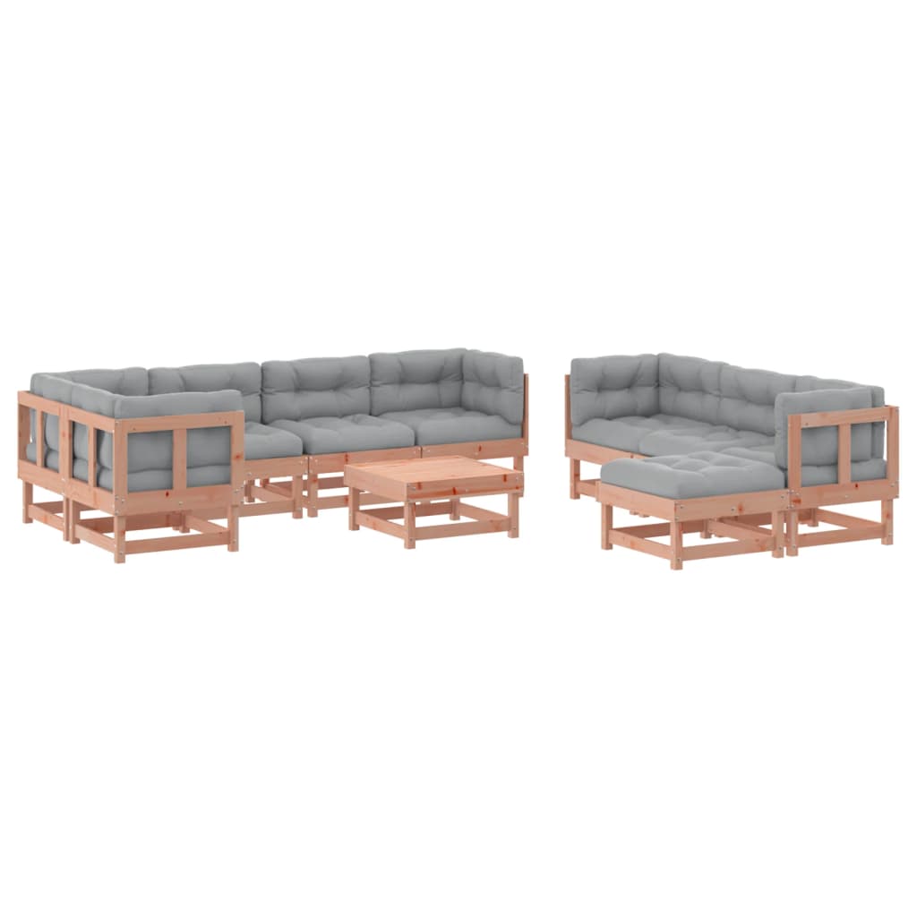 Set Divani Giardino 10pz con Cuscini Legno Massello di Douglas