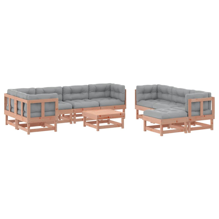 Set Divani Giardino 10pz con Cuscini Legno Massello di Douglas