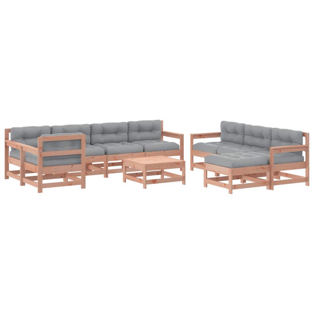 Set Divani Giardino 10pz con Cuscini Legno Massello di Douglas 3186093