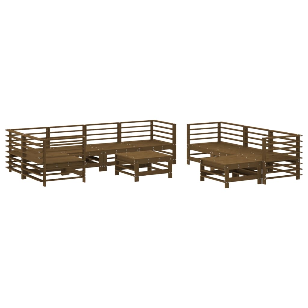 Set Divani da Giardino 10pz con Cuscini in Legno Massello ambra 3186098