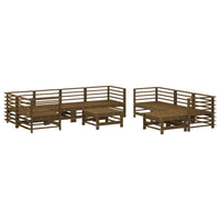 Set Divani da Giardino 10pz con Cuscini in Legno Massello ambra 3186098