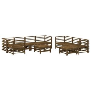 Set Divani da Giardino 10pz con Cuscini in Legno Massello ambra 3186098