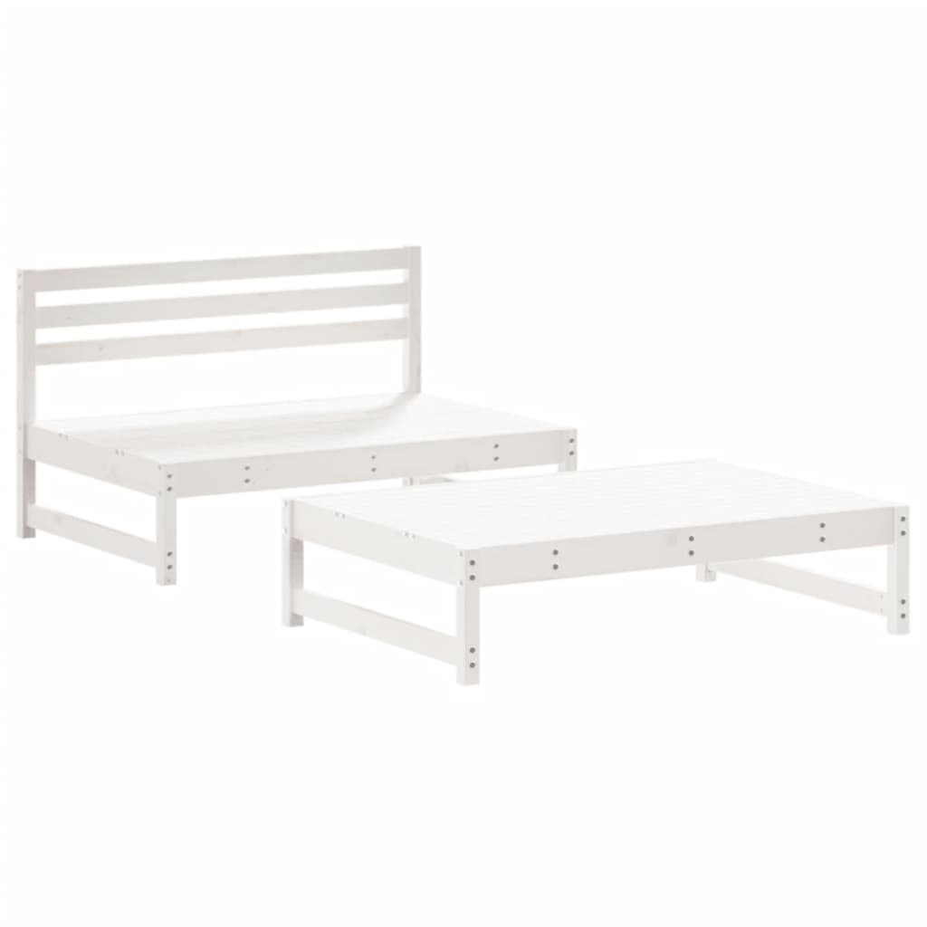 Set Divani da Giardino 2pz con Cuscini in Legno Massello Bianco 3186103