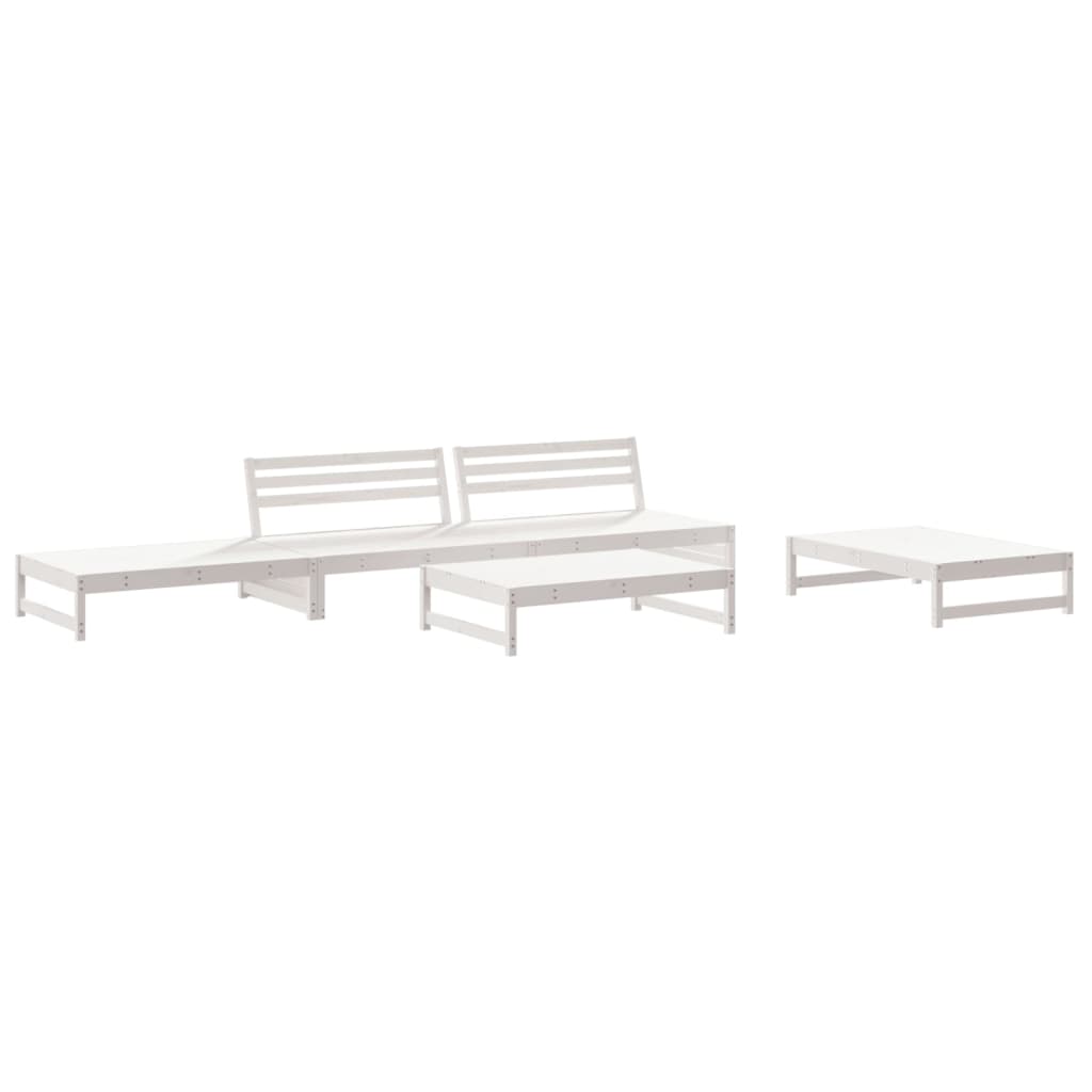 Set Divani da Giardino 5pz con Cuscini in Legno Massello Bianco 3186117