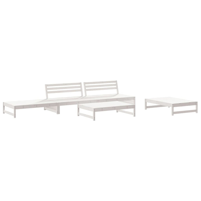 Set Divani da Giardino 5pz con Cuscini in Legno Massello Bianco 3186117