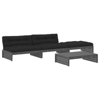 Set Divani da Giardino 4pz con Cuscini in Legno Massello Grigio 3186139
