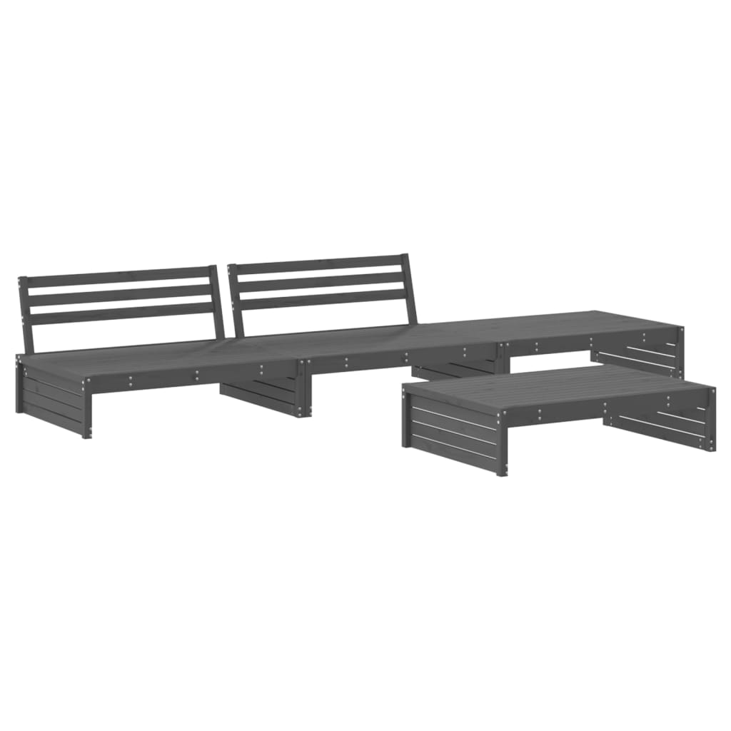 Set Divani da Giardino 4pz con Cuscini in Legno Massello Grigio 3186139