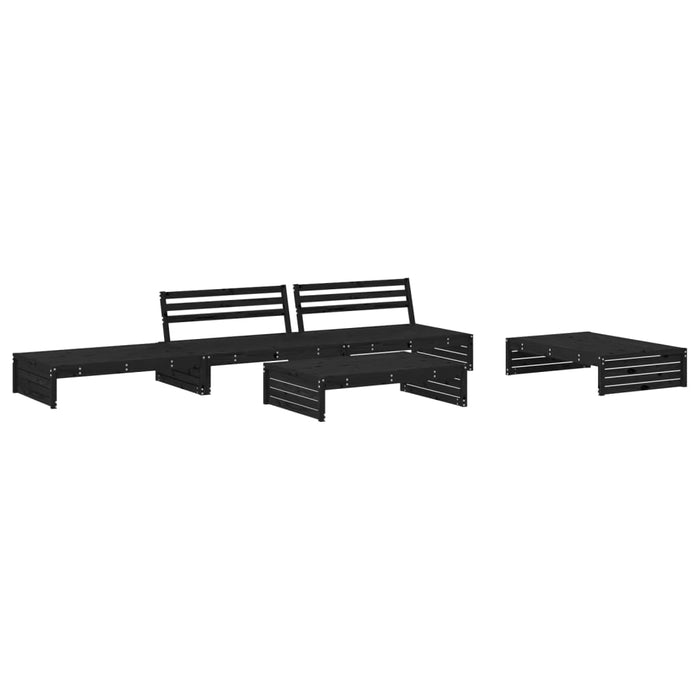 Set Divani da Giardino 5 pz con Cuscini in Legno Massello Nero 3186148