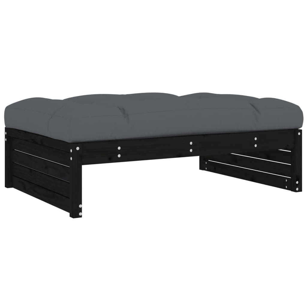 Set Divani da Giardino 5 pz con Cuscini in Legno Massello Nero 3186148