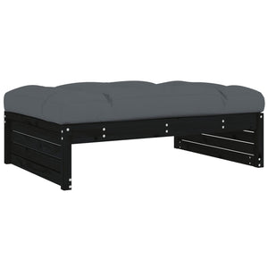 Set Divani da Giardino 5 pz con Cuscini in Legno Massello Nero 3186148